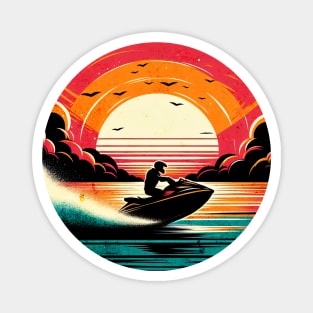 Vintage Jetski Sunset Design Magnet